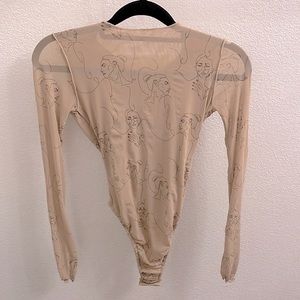 Maniere De Voir Art Mesh Thong Bodysuit